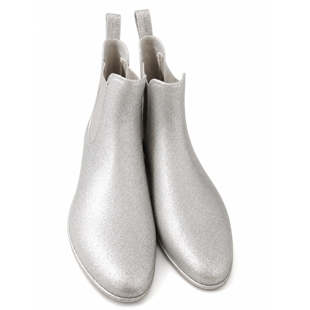 J. Crew Silver Glitter Chelsea Rain Boots Size 9